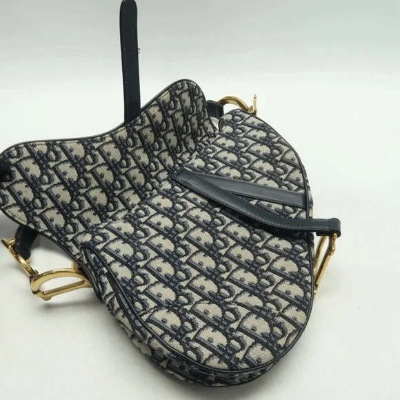 Christian Dior: Medium Navy Oblique Saddle Bag w/ extra strap *AUTHENTICATED* - Picture 3 of 15